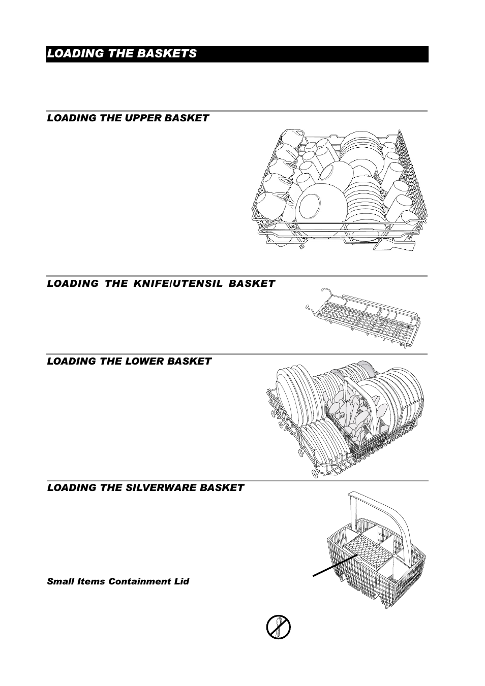 Loading the baskets, Loading the lower basket, Loading the knife/utensil basket | ASKO D3450 User Manual | Page 4 / 16