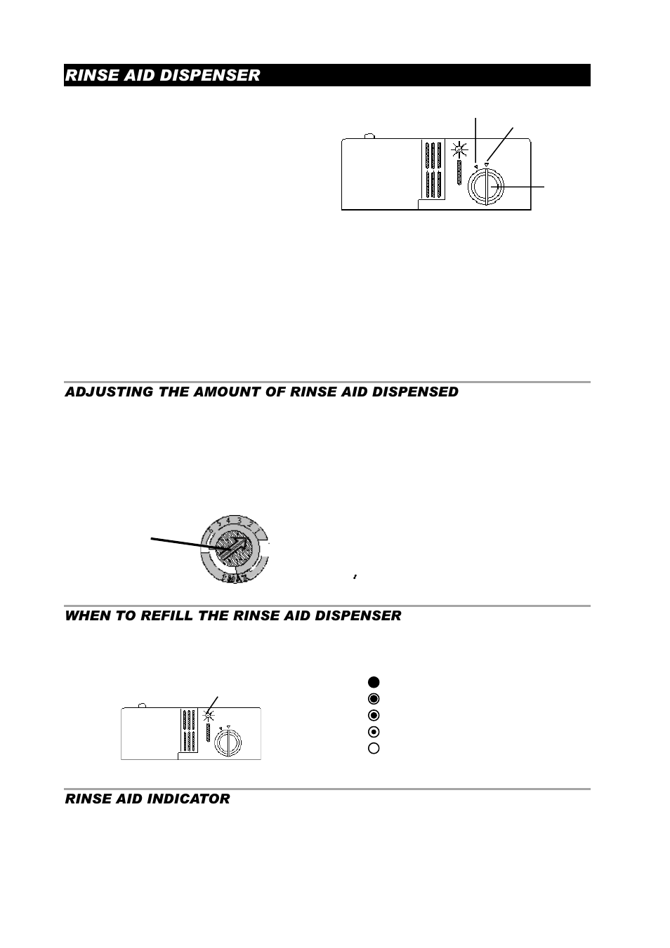 Rinse aid dispenser, Adjusting the amount of rinse aid dispensed, When to refill the rinse aid dispenser | Rinse aid indicator | ASKO D3450 User Manual | Page 6 / 16