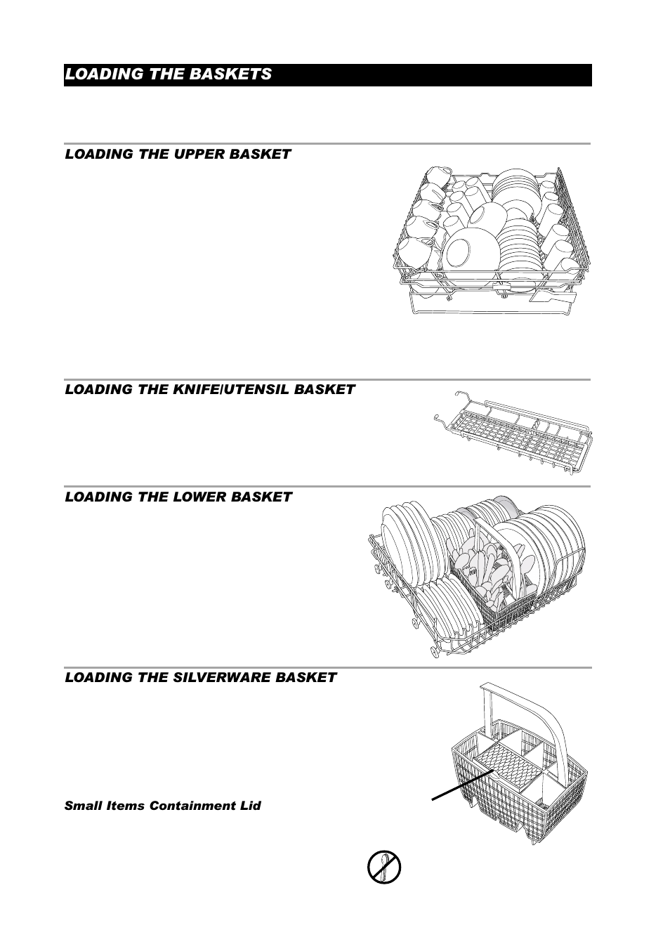 Loading the baskets, Loading the knife/utensil basket, Loading the lower basket | ASKO D3530 User Manual | Page 4 / 16