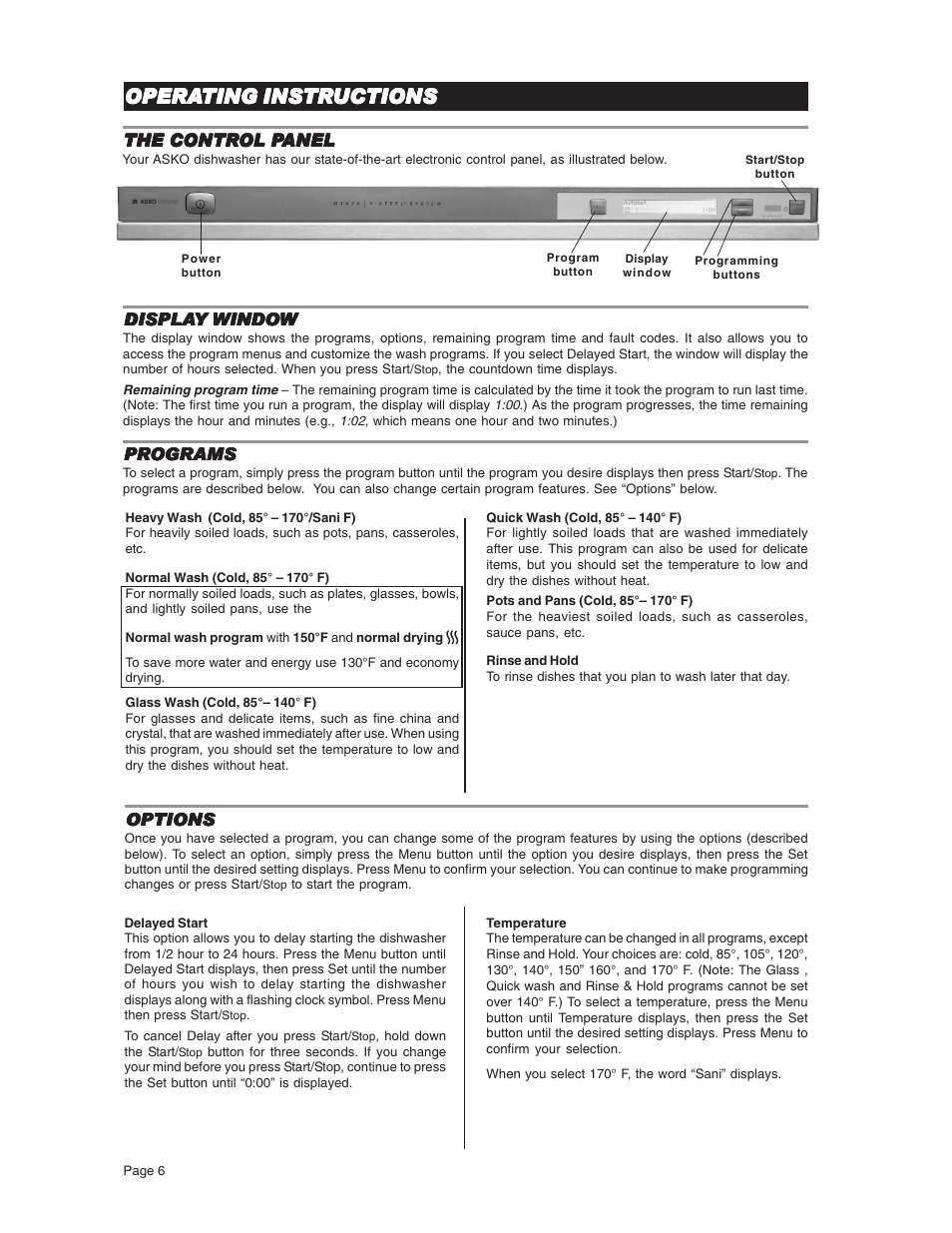 Opera | ASKO D3731 User Manual | Page 6 / 16