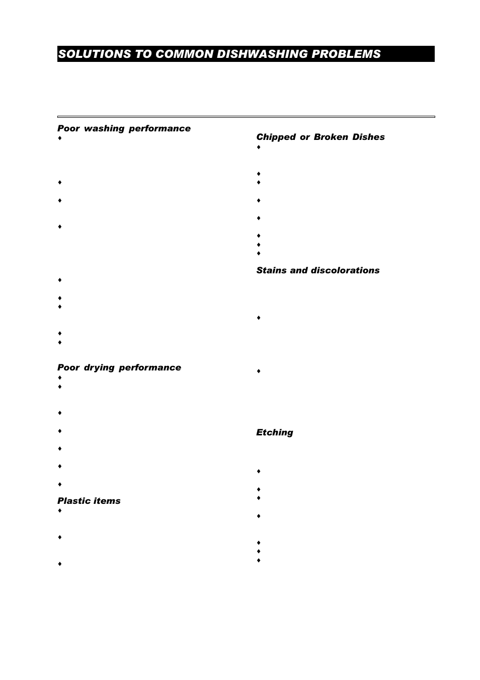 Solutions to common dishwashing problems | ASKO D3350 User Manual | Page 11 / 16