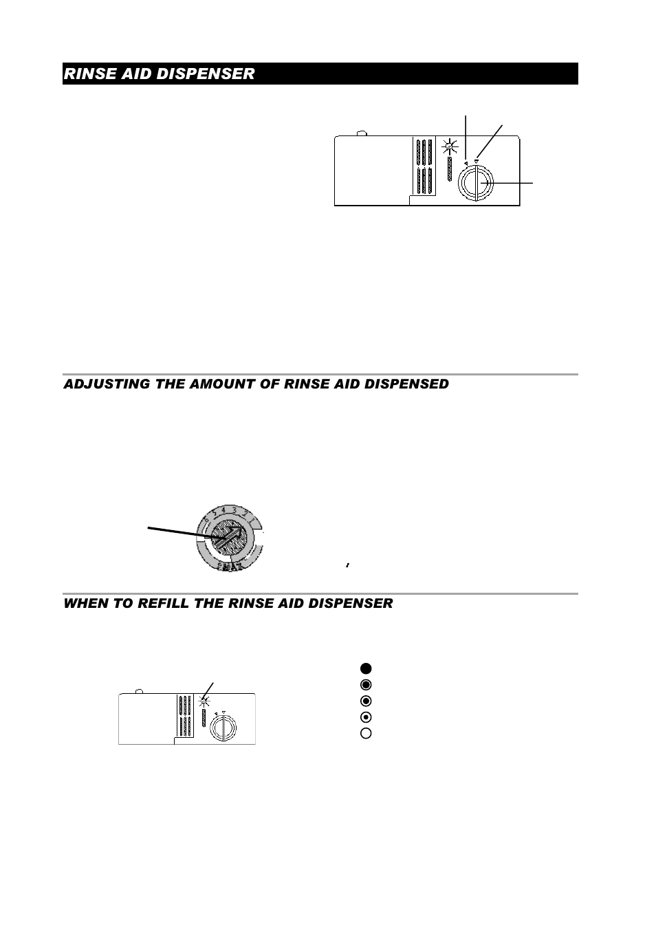 Rinse aid dispenser, Adjusting the amount of rinse aid dispensed, When to refill the rinse aid dispenser | ASKO D3350 User Manual | Page 6 / 16