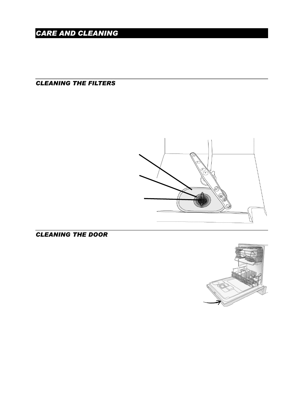 Care and cleaning, Cleaning the filters, Cleaning the door | ASKO D3350 User Manual | Page 9 / 16