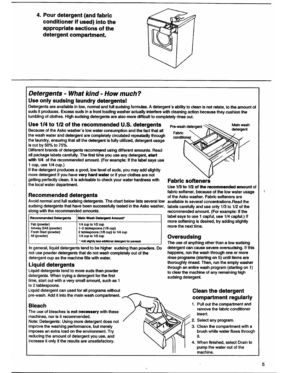 Detergents, What kind - how much | ASKO 11505 User Manual | Page 5 / 16