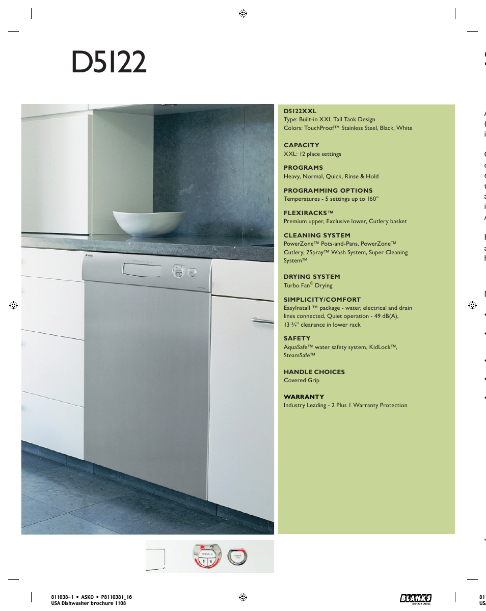 D5122, Special installation solutions | ASKO D3251 User Manual | Page 16 / 32