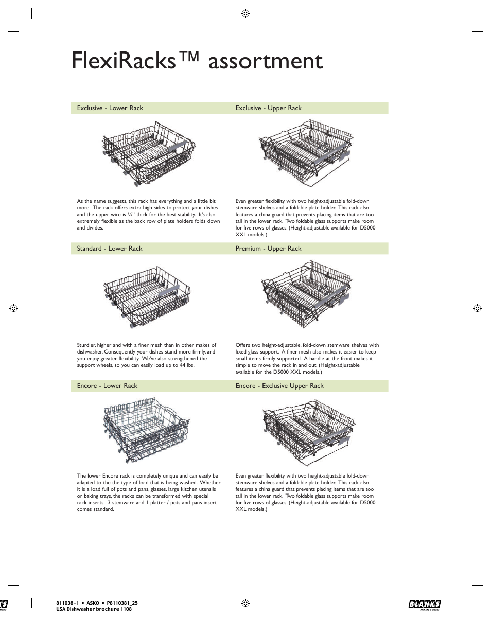 Flexiracks™ assortment | ASKO D3251 User Manual | Page 25 / 32