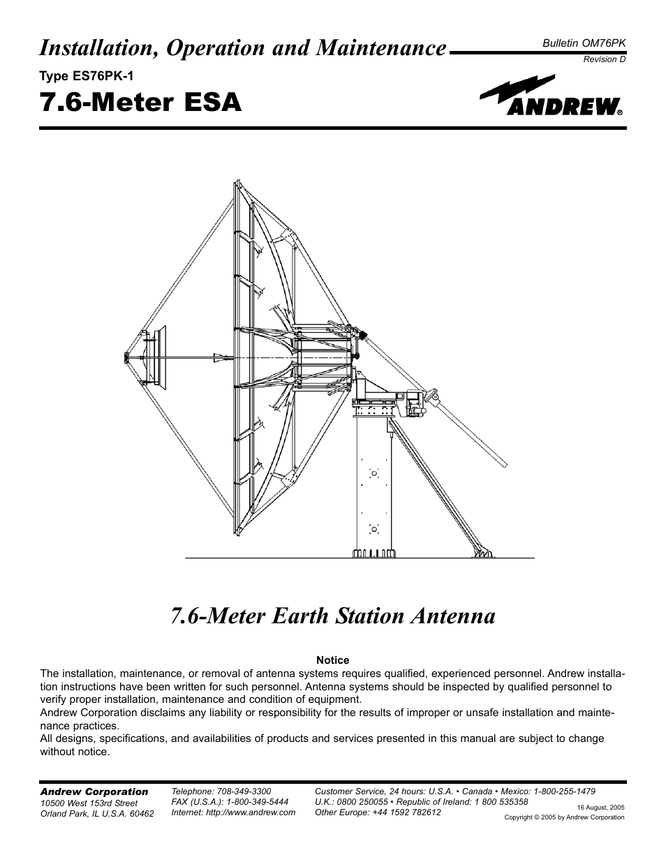 Andrew ES76PK-1 User Manual | 52 pages