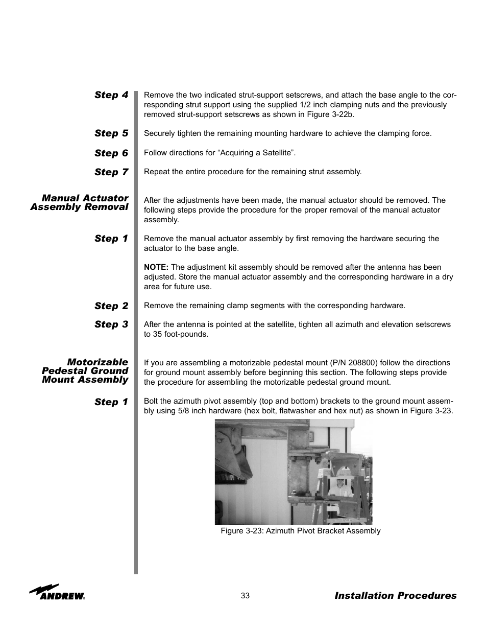Andrew 3.7-Meter Earth Station Antenna User Manual | Page 33 / 86