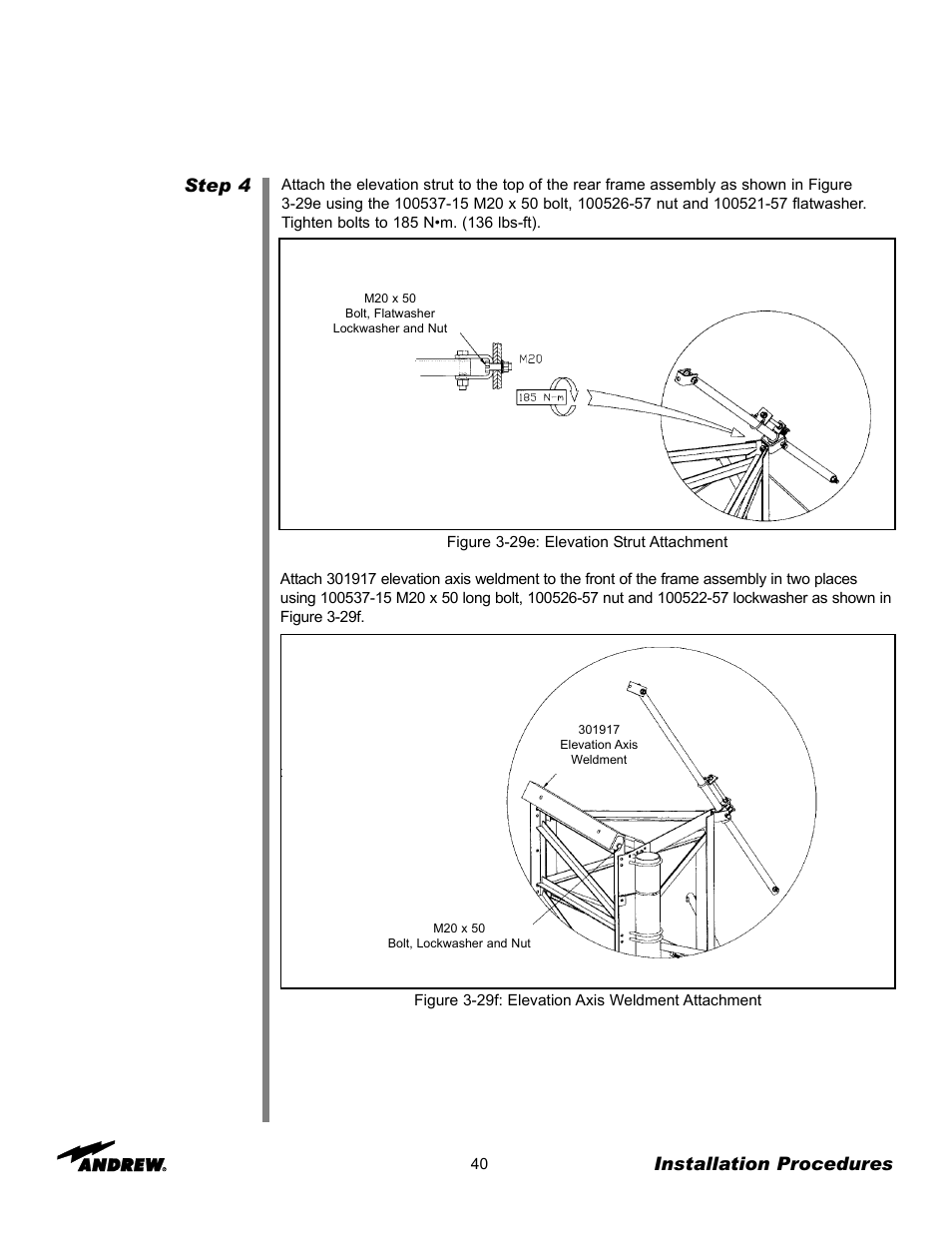 Step 4, Installation procedures | Andrew 3.7-Meter Earth Station Antenna User Manual | Page 40 / 86