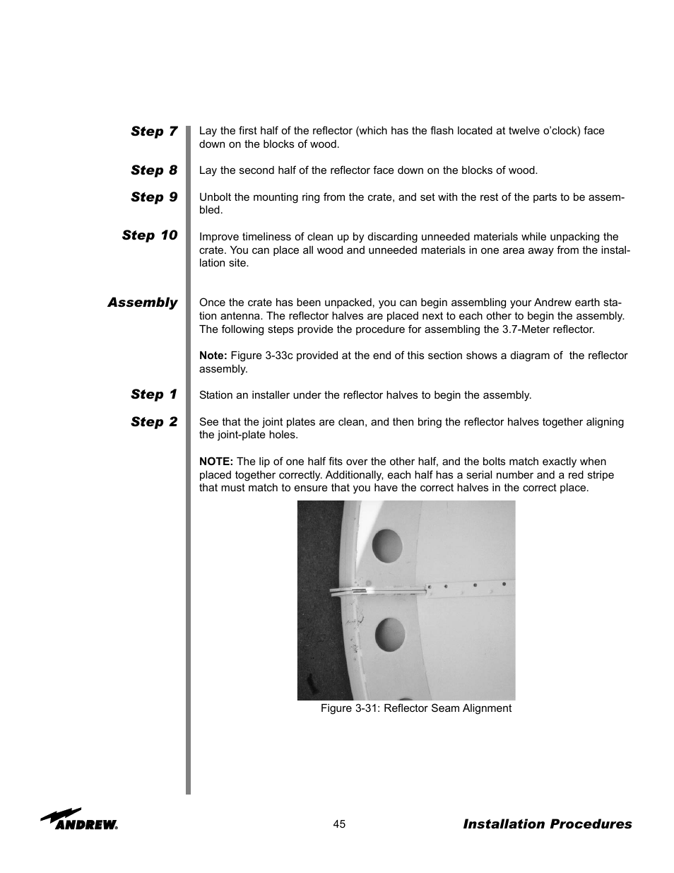 Andrew 3.7-Meter Earth Station Antenna User Manual | Page 45 / 86