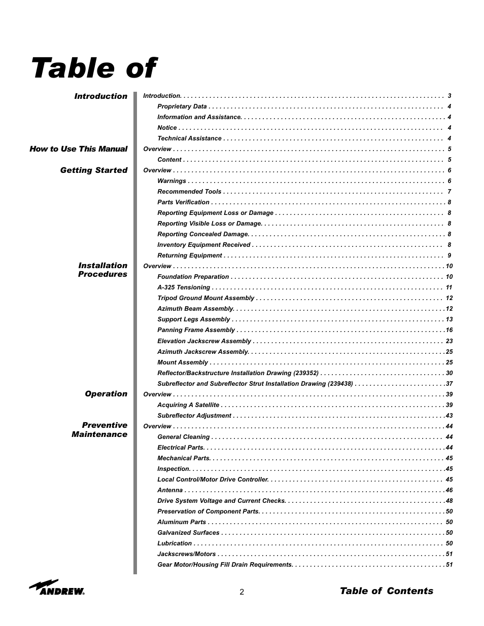 Andrew 5.6-Meter ESA User Manual | Page 2 / 54