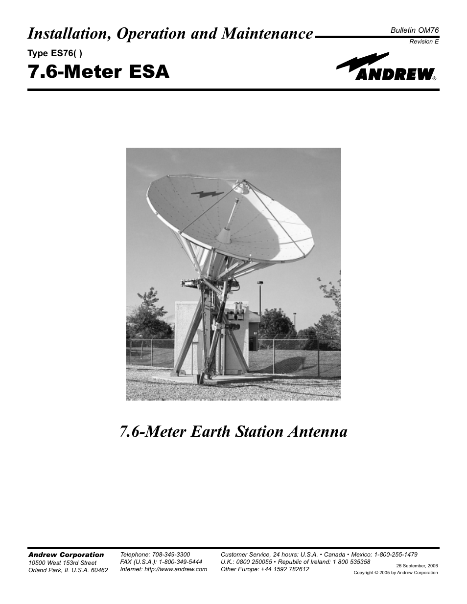 Andrew 7.6-Meter ESA User Manual | 69 pages