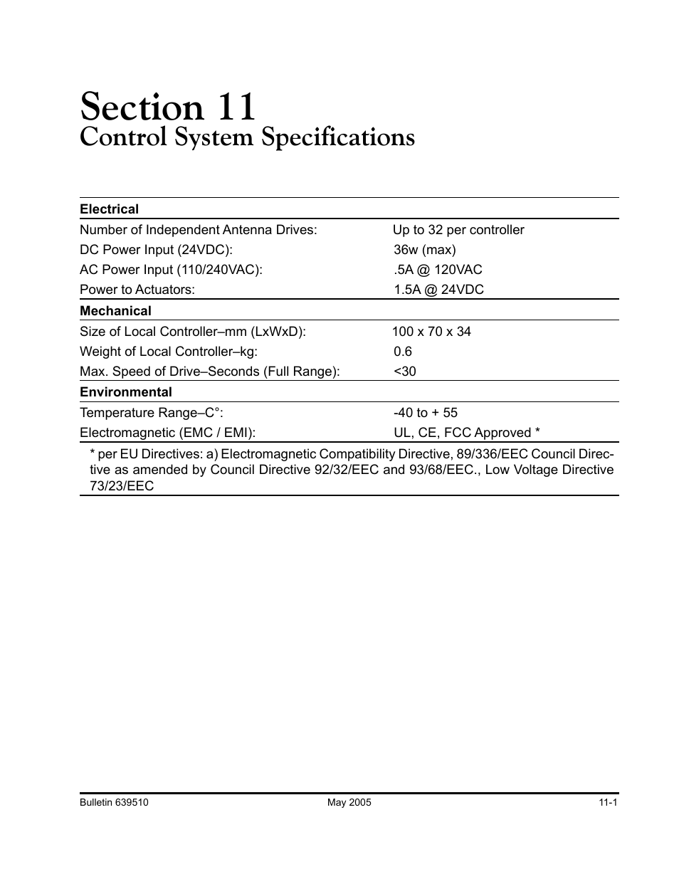 Control system specifications | Andrew ATC200-Lite User Manual | Page 61 / 66