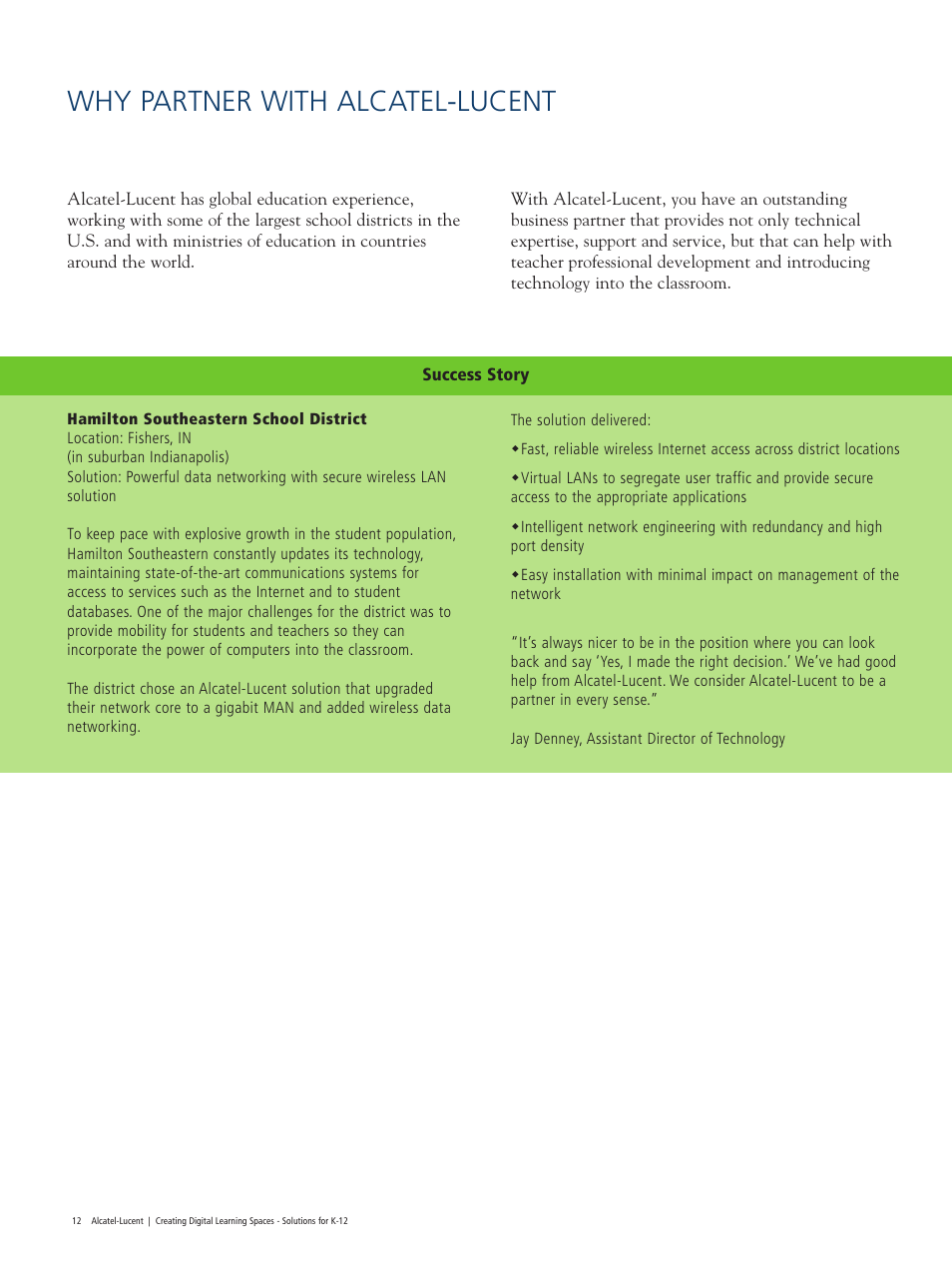 Why partner with alcatel-lucent | Alcatel Carrier Internetworking Solutions Network Device K-12 User Manual | Page 12 / 13