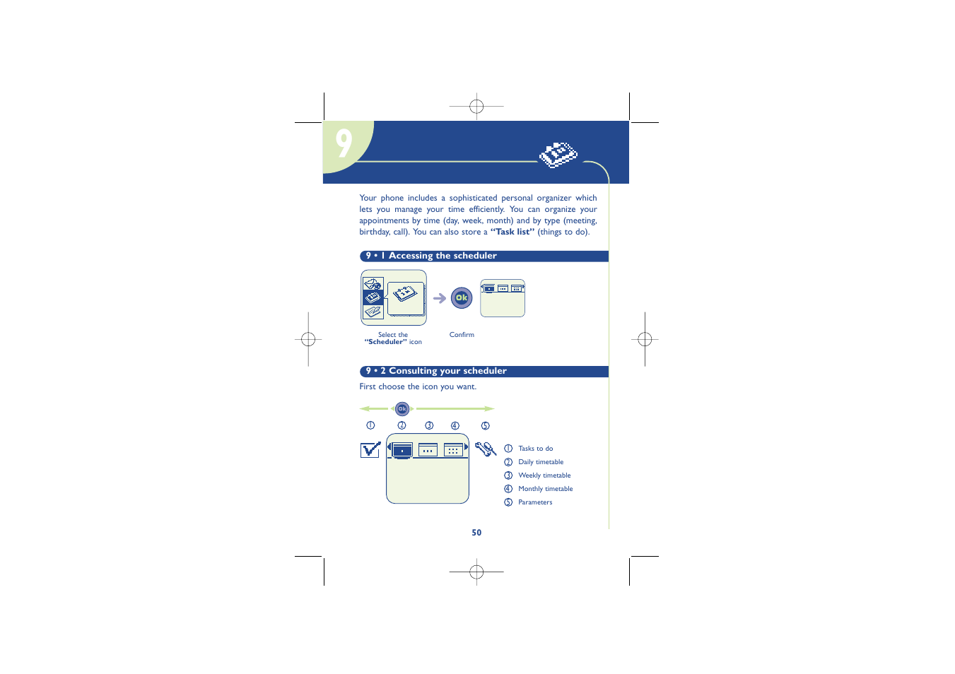 Scheduler | Alcatel Carrier Internetworking Solutions One Touch 500 User Manual | Page 51 / 98