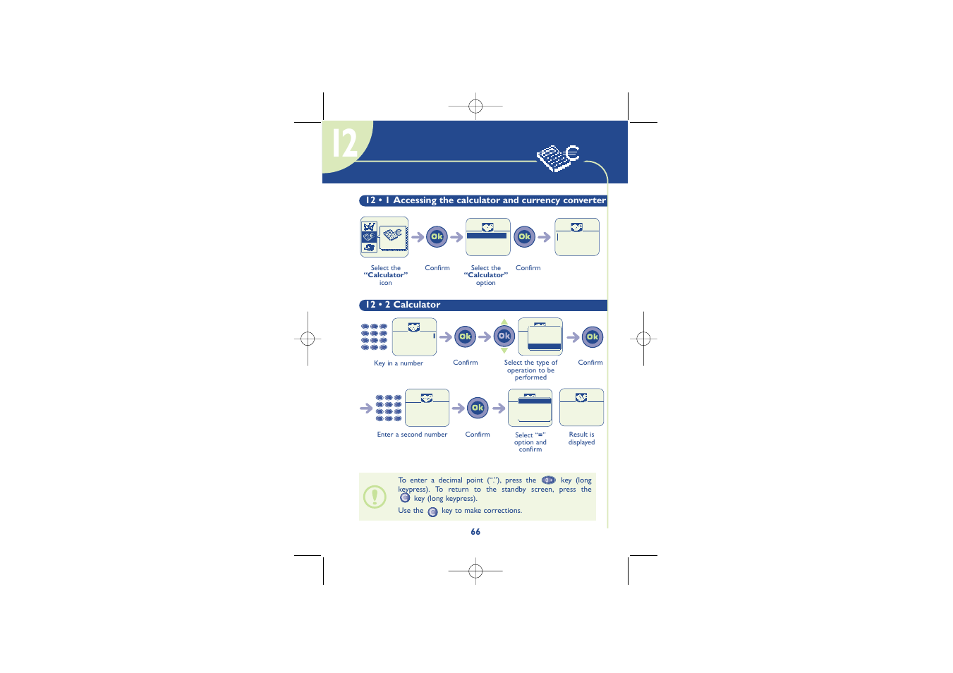 Calculator/currency converter | Alcatel Carrier Internetworking Solutions One Touch 500 User Manual | Page 67 / 98
