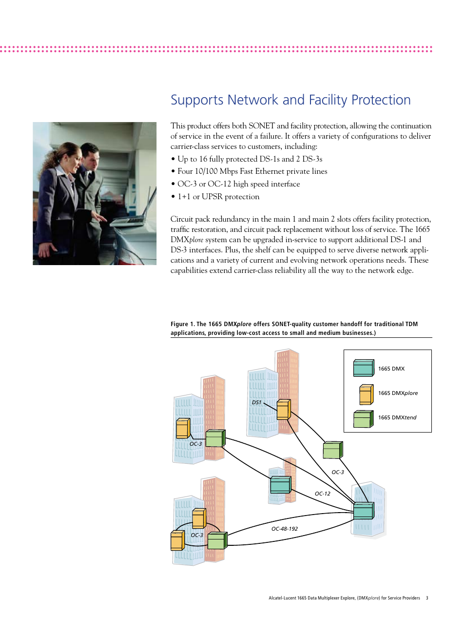 Supports network and facility protection | Alcatel Carrier Internetworking Solutions Data Multiplexer Explore 1665 User Manual | Page 3 / 8