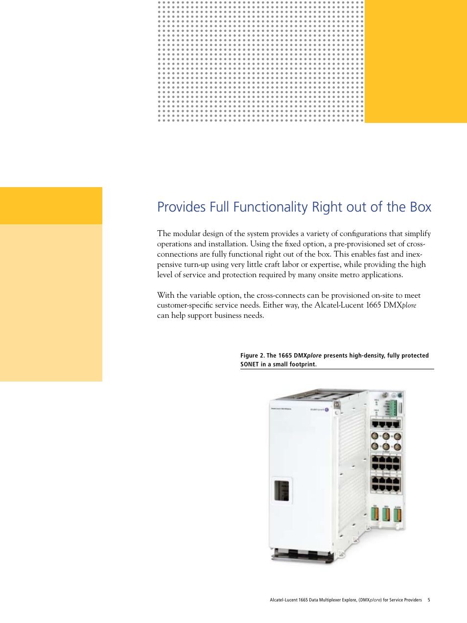 Provides full functionality right out of the box | Alcatel Carrier Internetworking Solutions Data Multiplexer Explore 1665 User Manual | Page 5 / 8