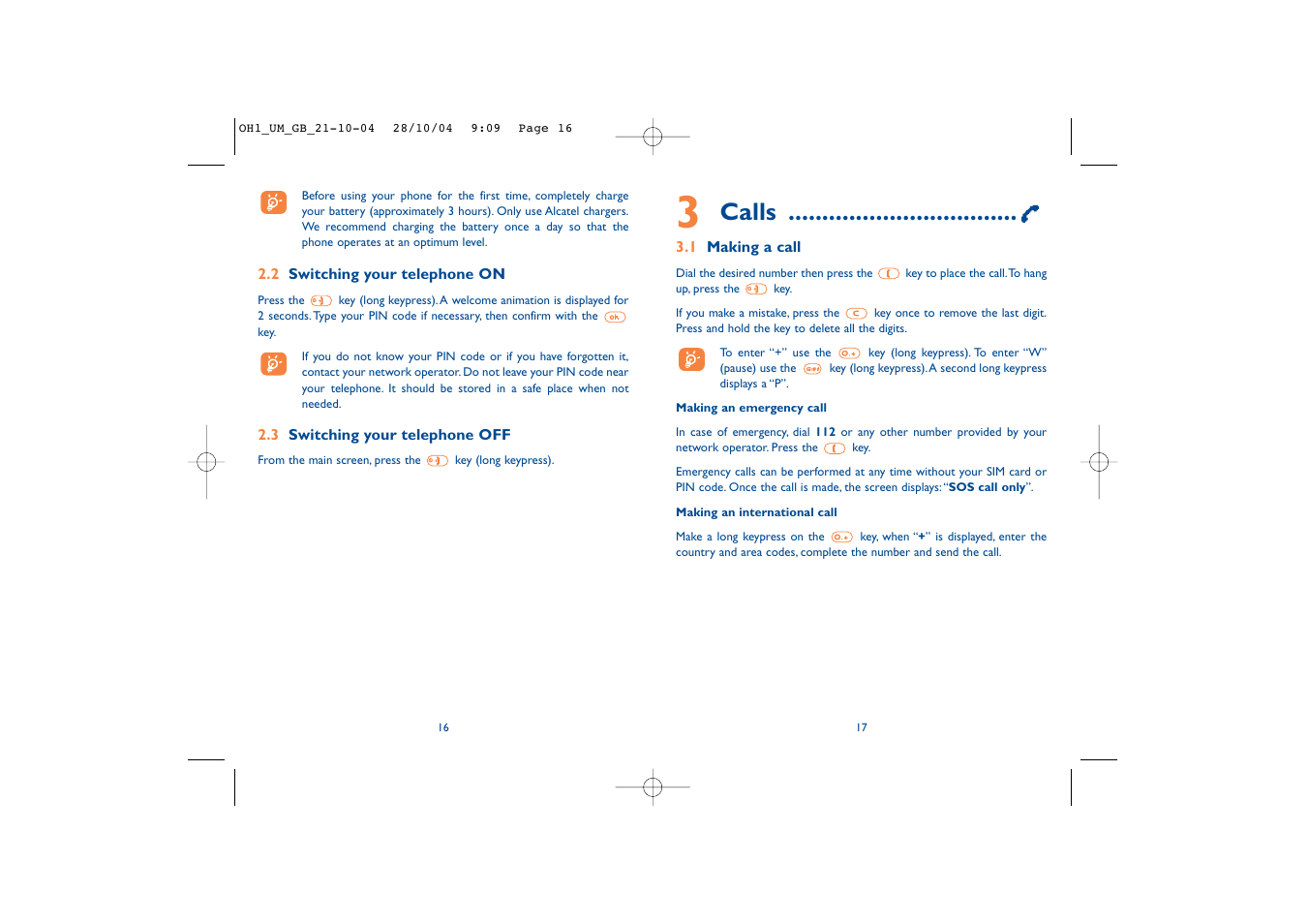 Calls | Alcatel Carrier Internetworking Solutions Onetouch 155 User Manual | Page 10 / 40