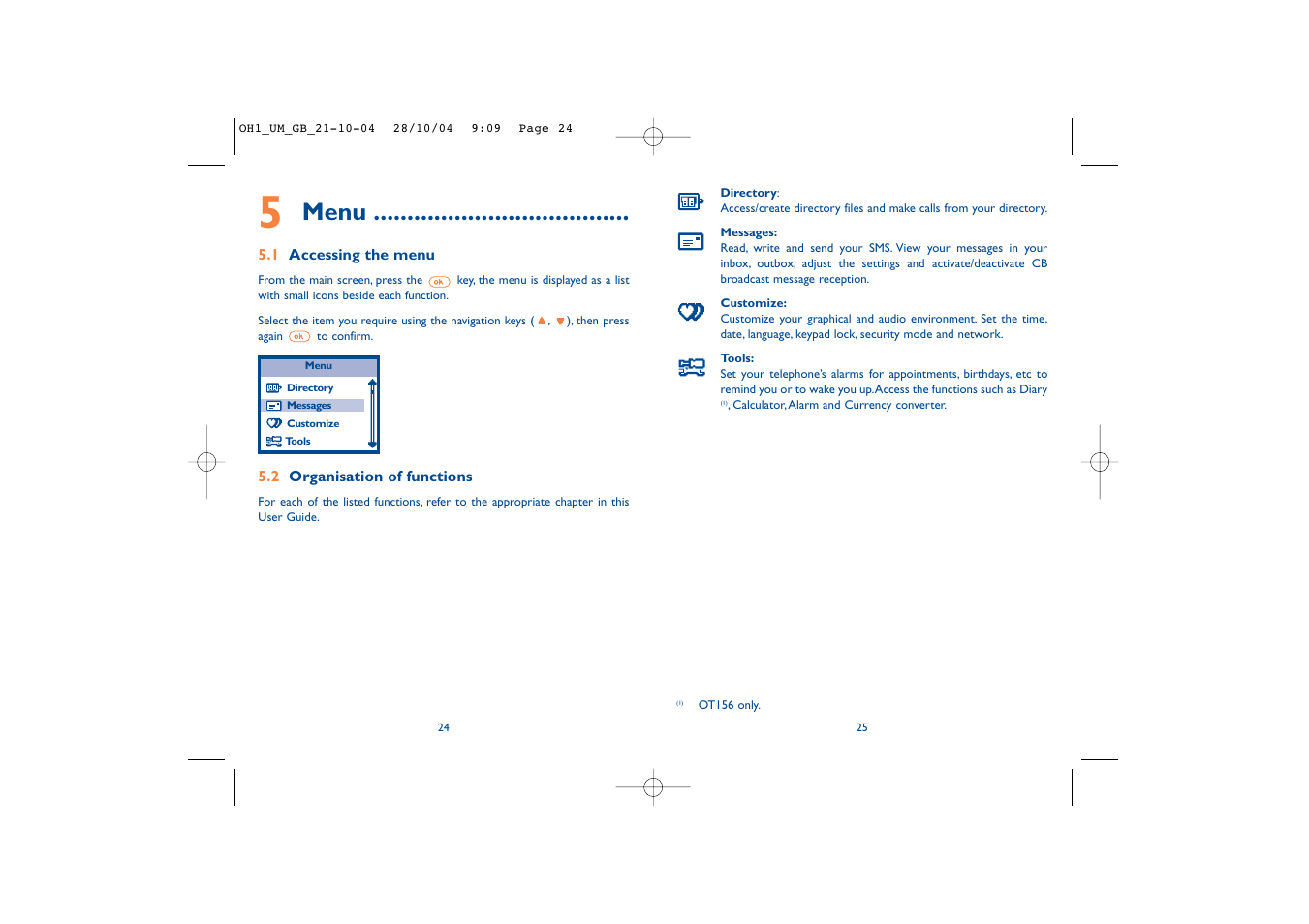 Menu | Alcatel Carrier Internetworking Solutions Onetouch 155 User Manual | Page 14 / 40
