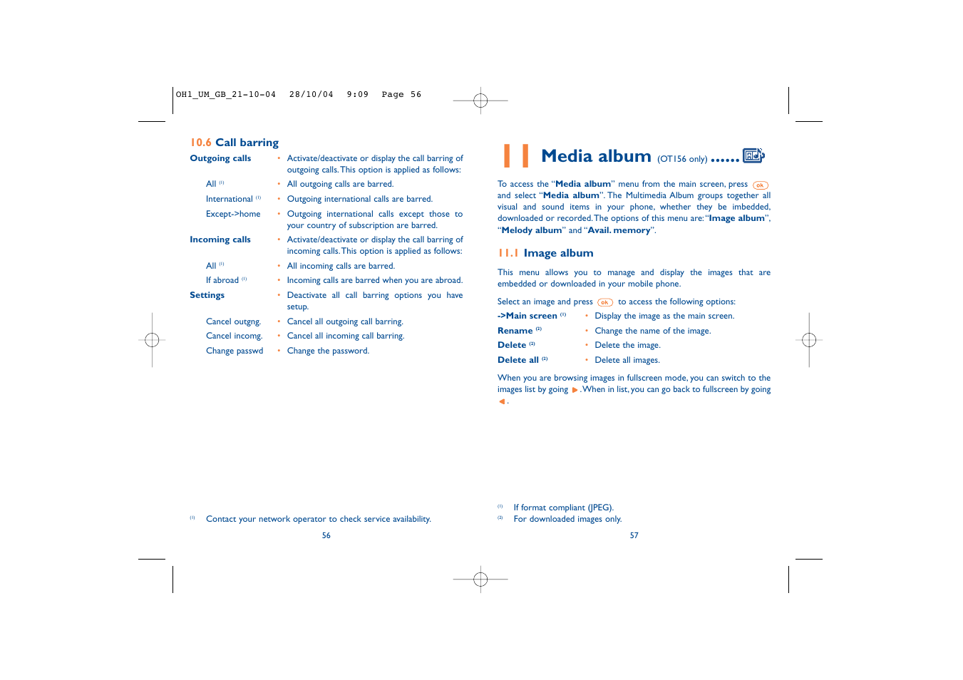 Media album | Alcatel Carrier Internetworking Solutions Onetouch 155 User Manual | Page 30 / 40