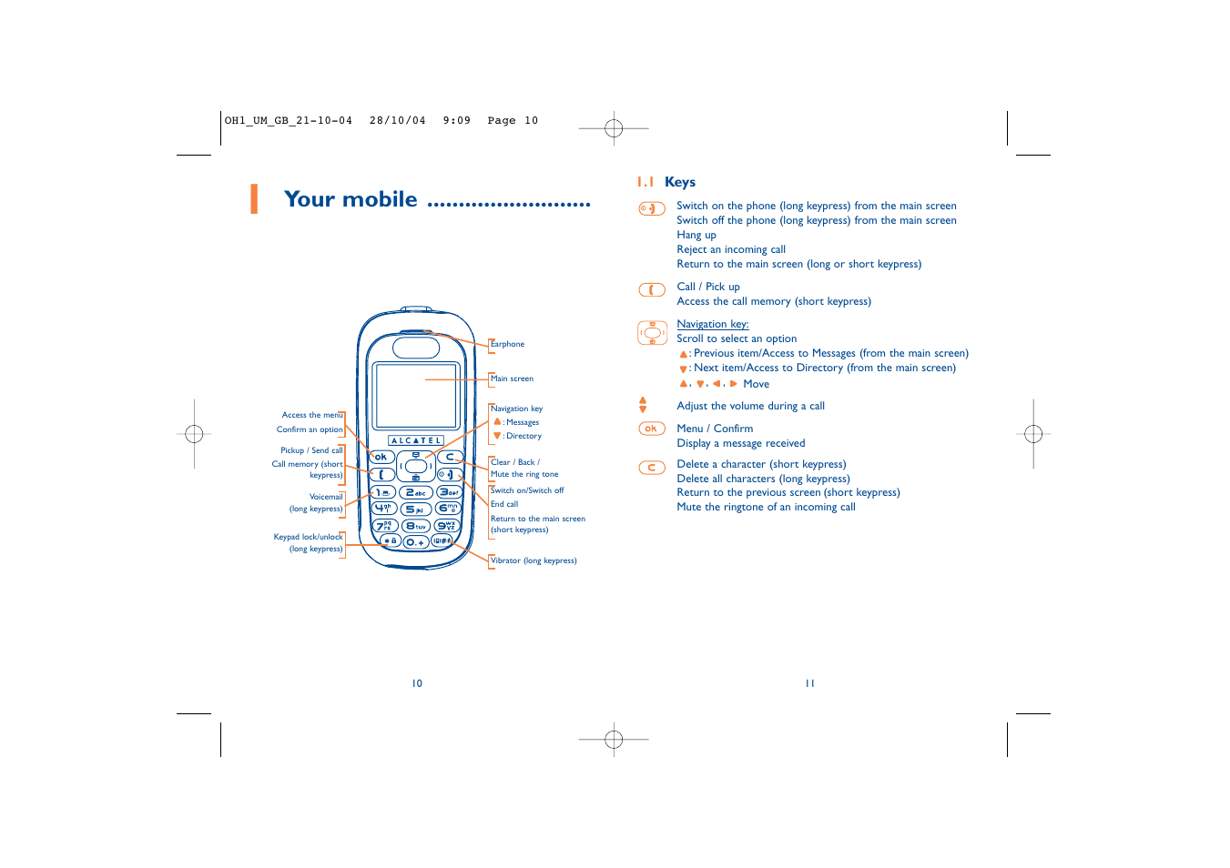 Your mobile | Alcatel Carrier Internetworking Solutions Onetouch 155 User Manual | Page 7 / 40