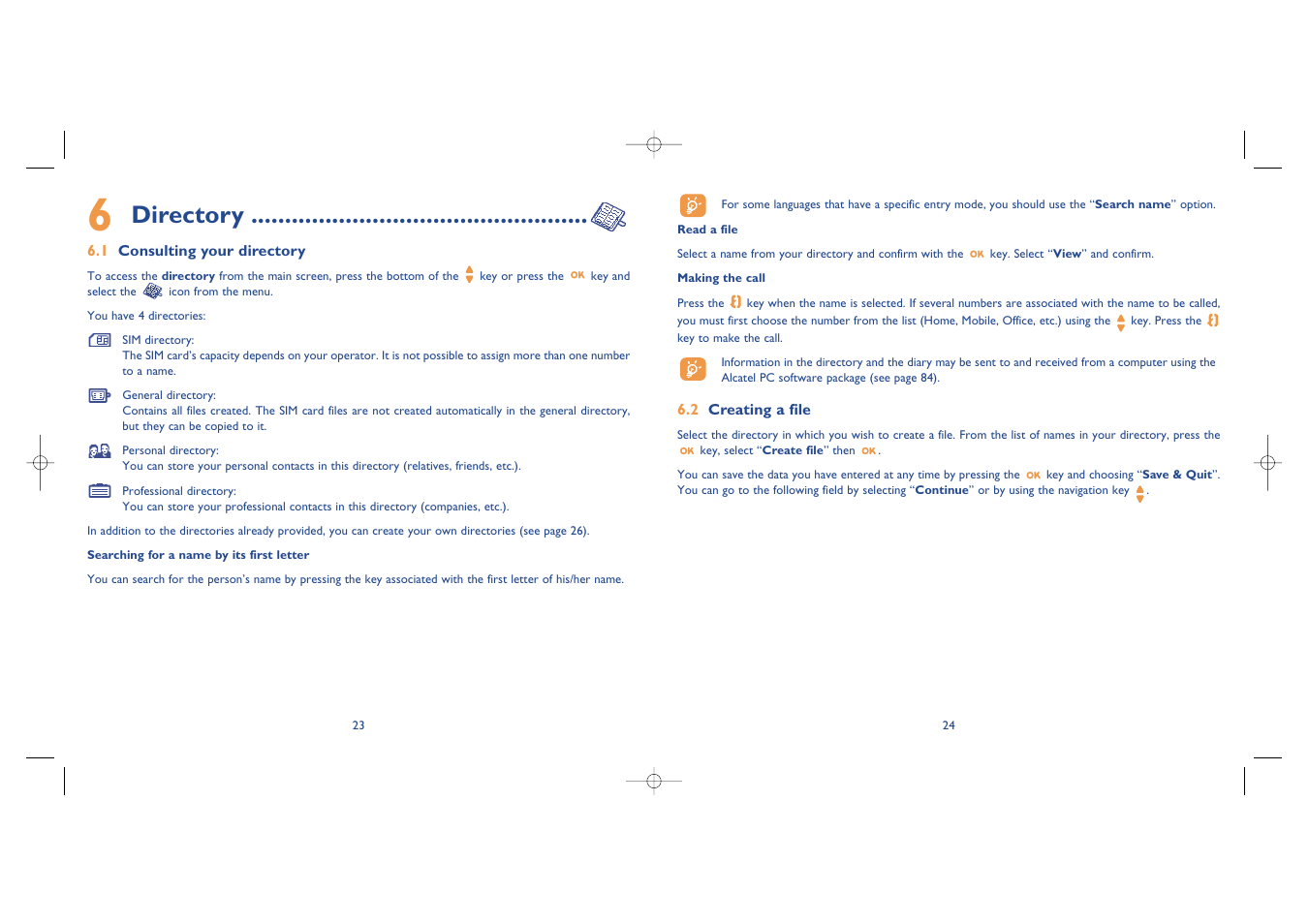 Directory | Alcatel Carrier Internetworking Solutions One Touch 535-735 User Manual | Page 13 / 49