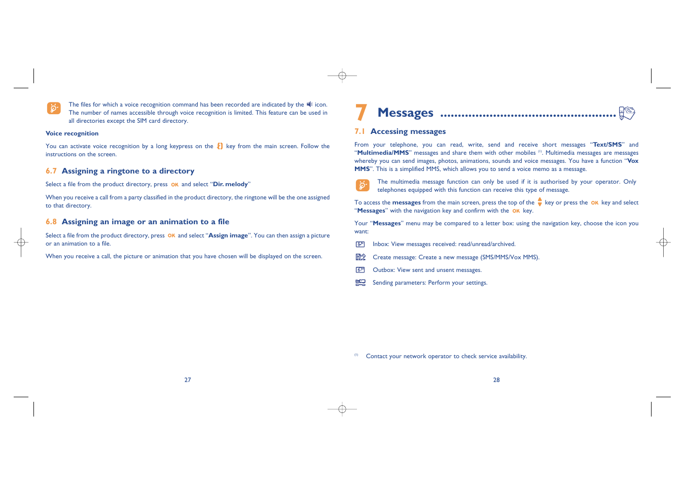 Messages | Alcatel Carrier Internetworking Solutions One Touch 535-735 User Manual | Page 15 / 49
