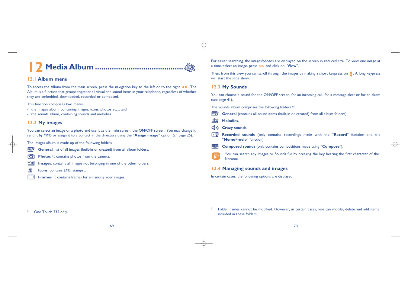 Media album | Alcatel Carrier Internetworking Solutions One Touch 535-735 User Manual | Page 36 / 49
