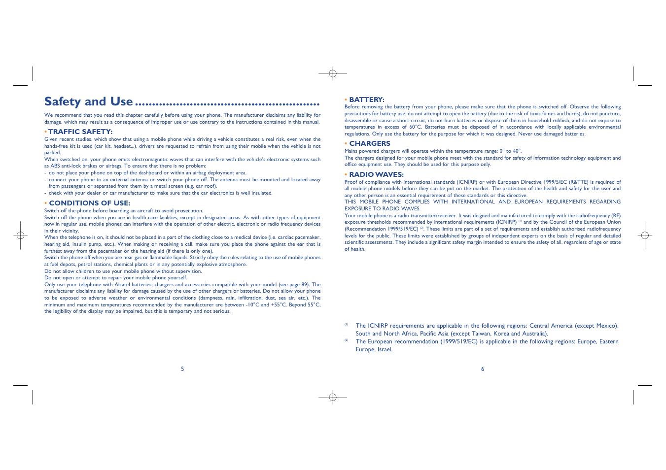 Safety and use | Alcatel Carrier Internetworking Solutions One Touch 535-735 User Manual | Page 4 / 49
