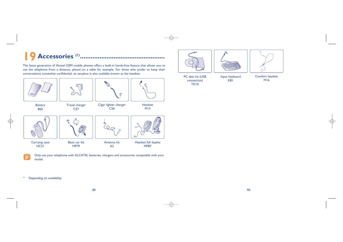 Accessories | Alcatel Carrier Internetworking Solutions One Touch 535-735 User Manual | Page 46 / 49