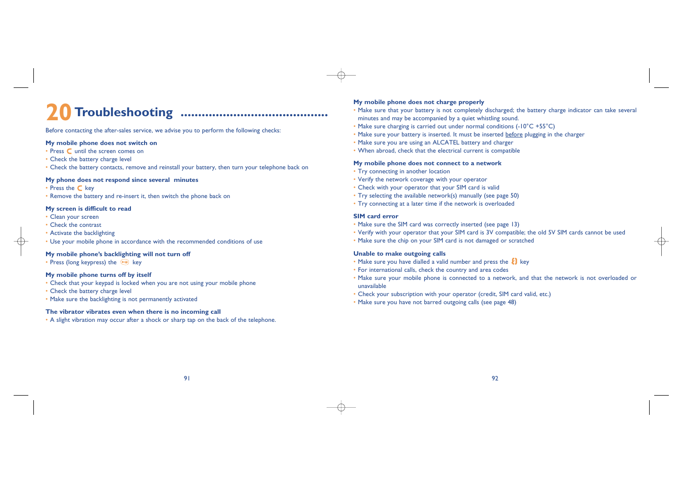 Troubleshooting | Alcatel Carrier Internetworking Solutions One Touch 535-735 User Manual | Page 47 / 49