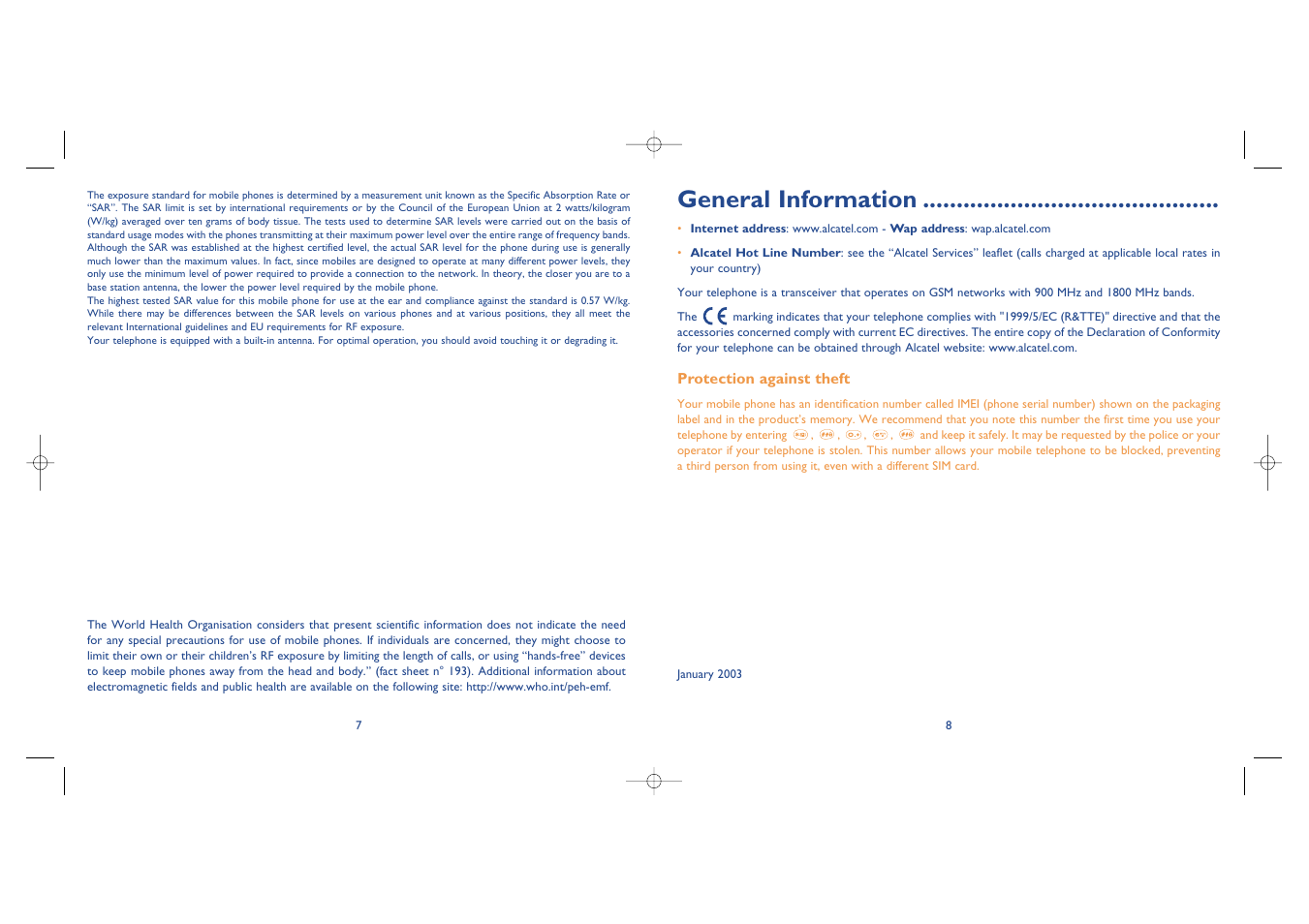 General information | Alcatel Carrier Internetworking Solutions One Touch 535-735 User Manual | Page 5 / 49