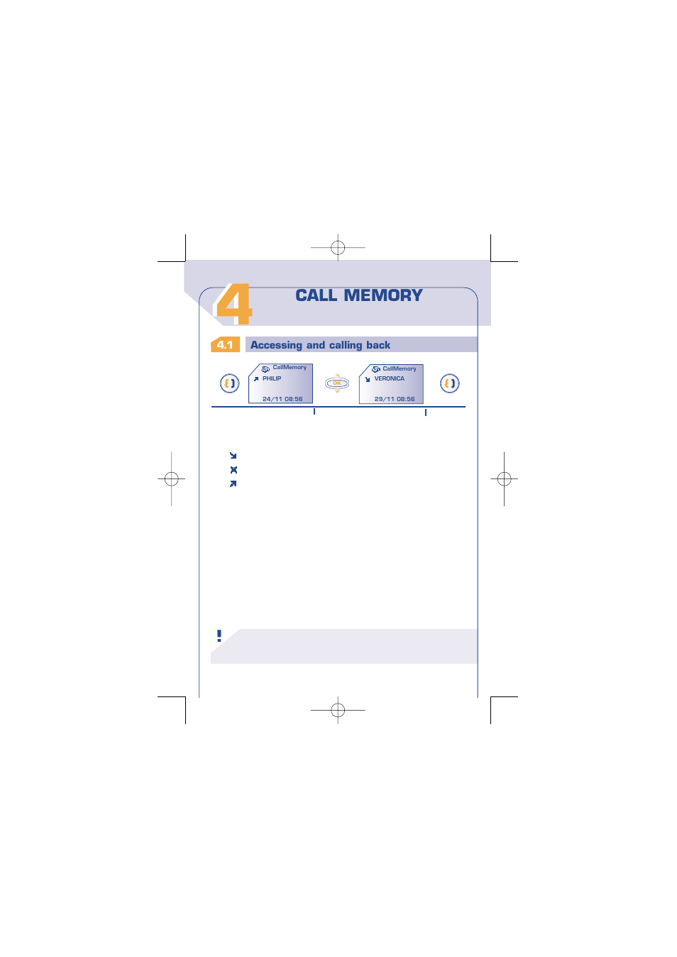 Call memory, P. 21, Accessing and calling back | Available options, P. 22 | Alcatel Carrier Internetworking Solutions One Touch 310 User Manual | Page 22 / 80