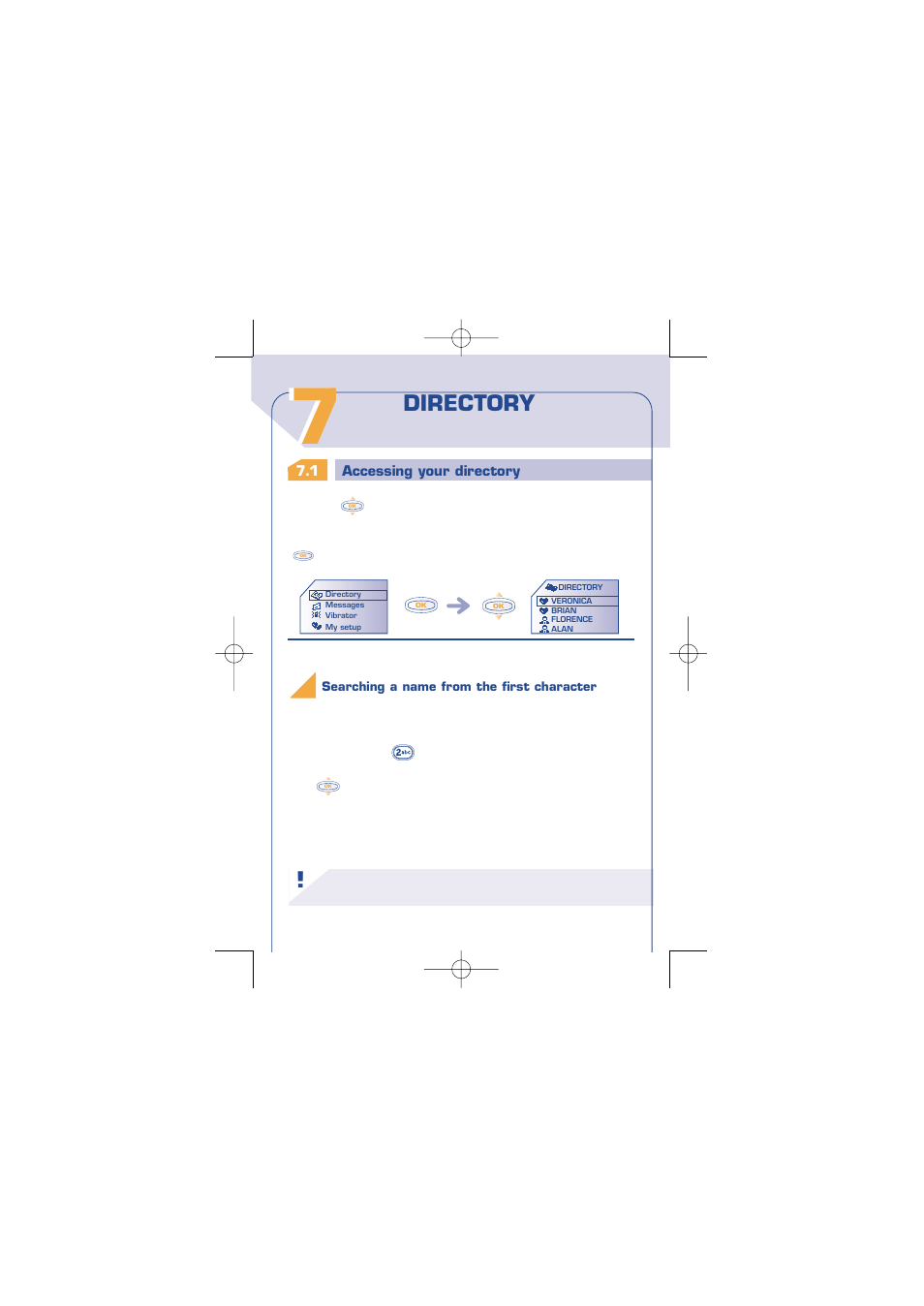 Directory, P. 27, Accessing your directory | Alcatel Carrier Internetworking Solutions One Touch 310 User Manual | Page 28 / 80
