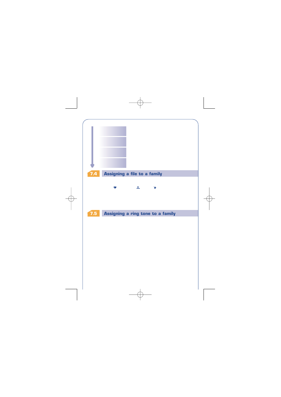 Assigning a file to a family, P. 31, Assigning a ring tone to a family | Temporary sim card, P. 32 | Alcatel Carrier Internetworking Solutions One Touch 310 User Manual | Page 32 / 80