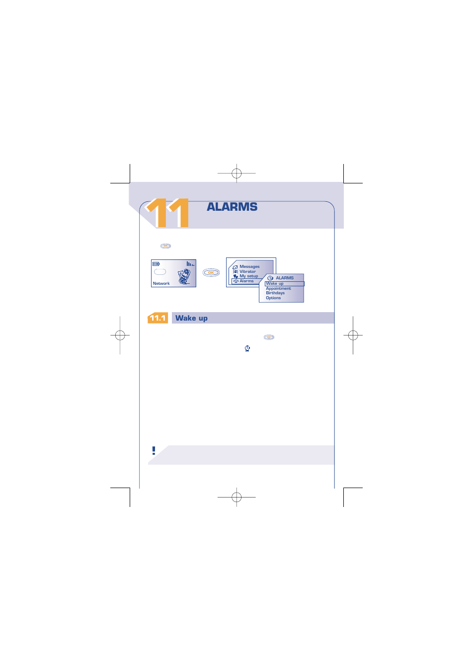 Alarms, P. 53, 1 wake up | 2 appointments, P. 54, 3 birthdays, 4 options | Alcatel Carrier Internetworking Solutions One Touch 310 User Manual | Page 54 / 80