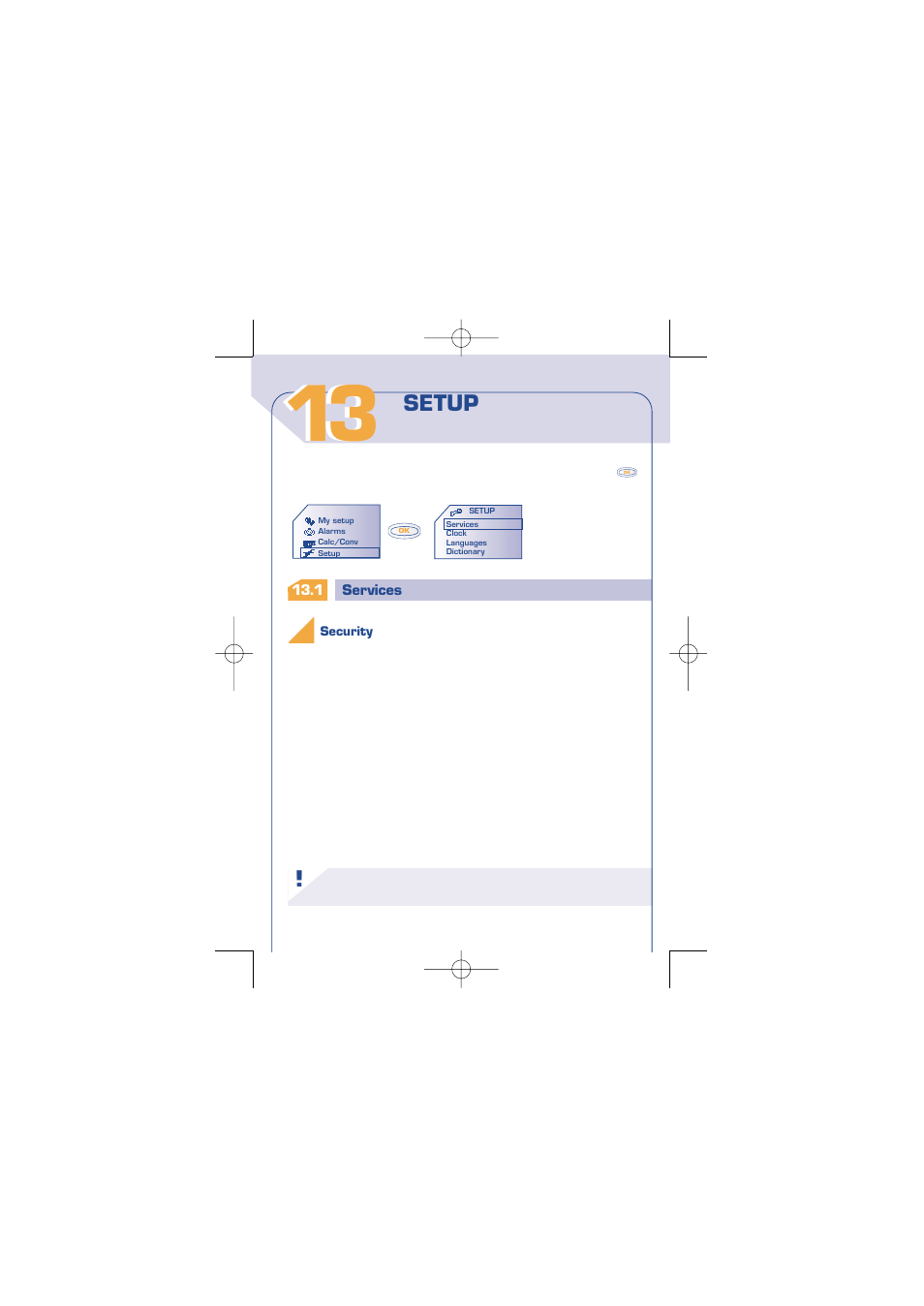 Setup, P. 59, 1 services | Alcatel Carrier Internetworking Solutions One Touch 310 User Manual | Page 60 / 80