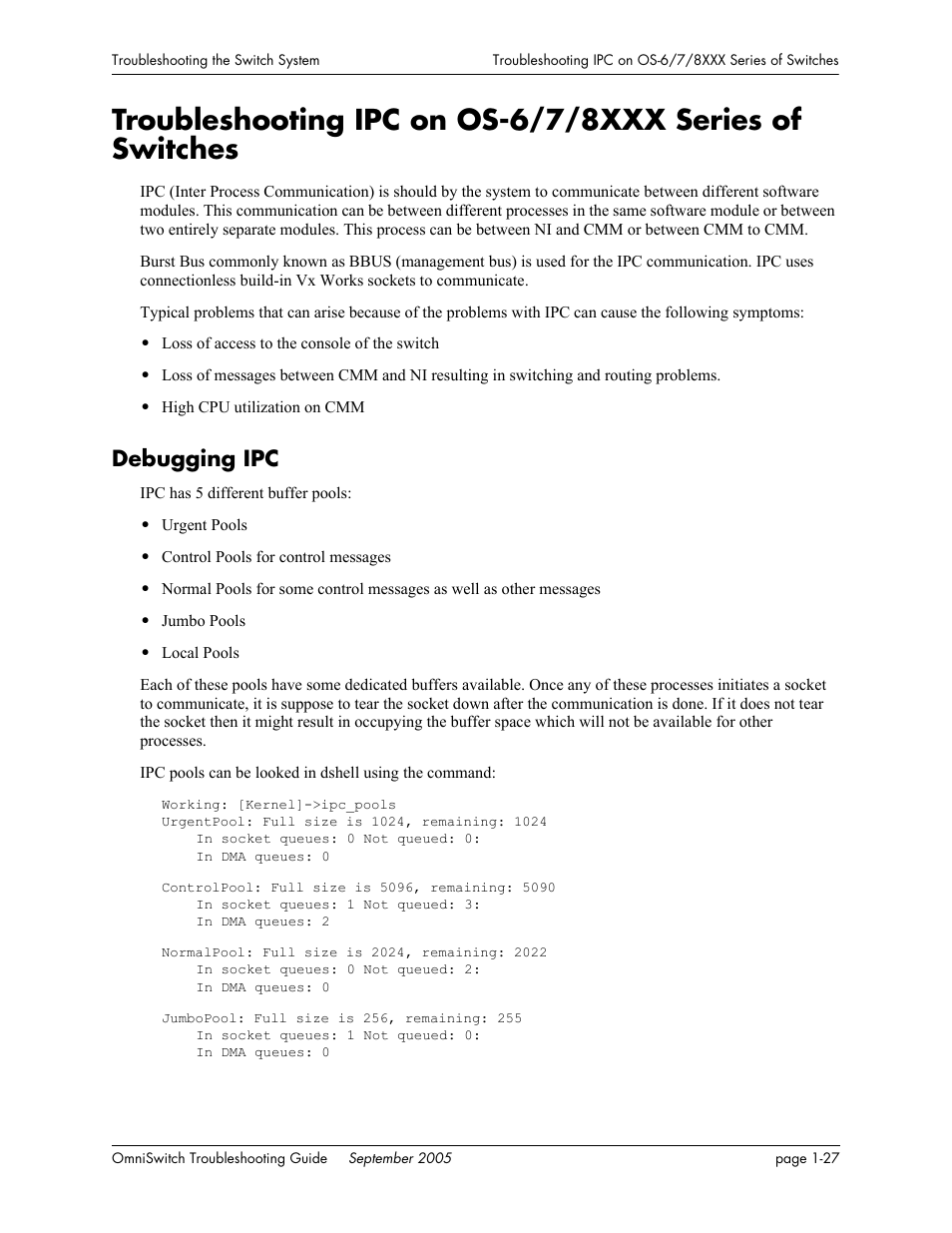 Debugging ipc, Debugging ipc -27 | Alcatel Carrier Internetworking Solutions 6648 User Manual | Page 47 / 614