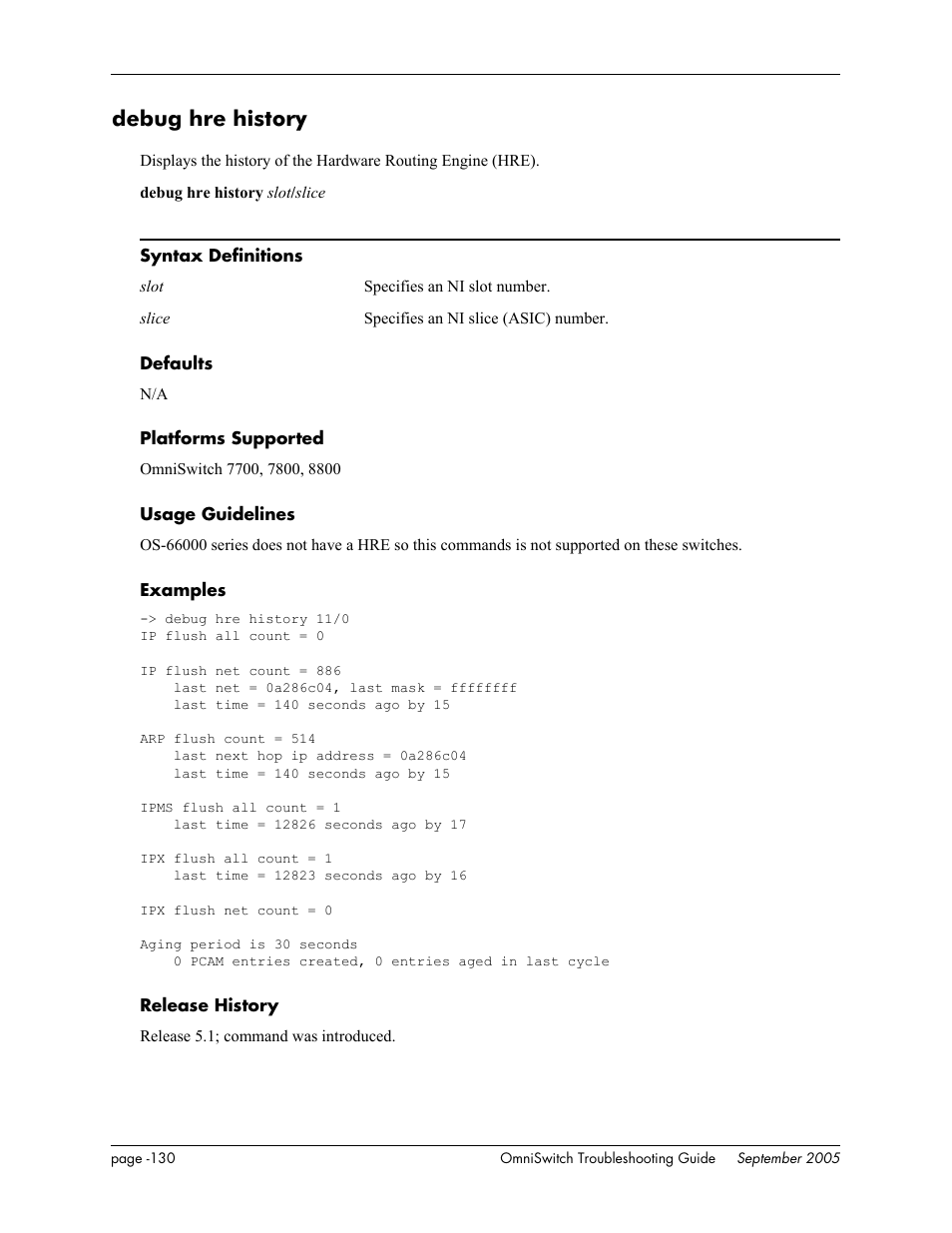 Debug hre history | Alcatel Carrier Internetworking Solutions 6648 User Manual | Page 516 / 614