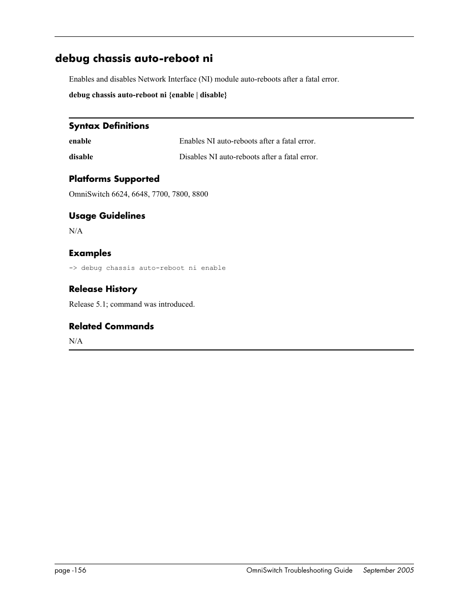 Debug chassis auto-reboot ni | Alcatel Carrier Internetworking Solutions 6648 User Manual | Page 542 / 614