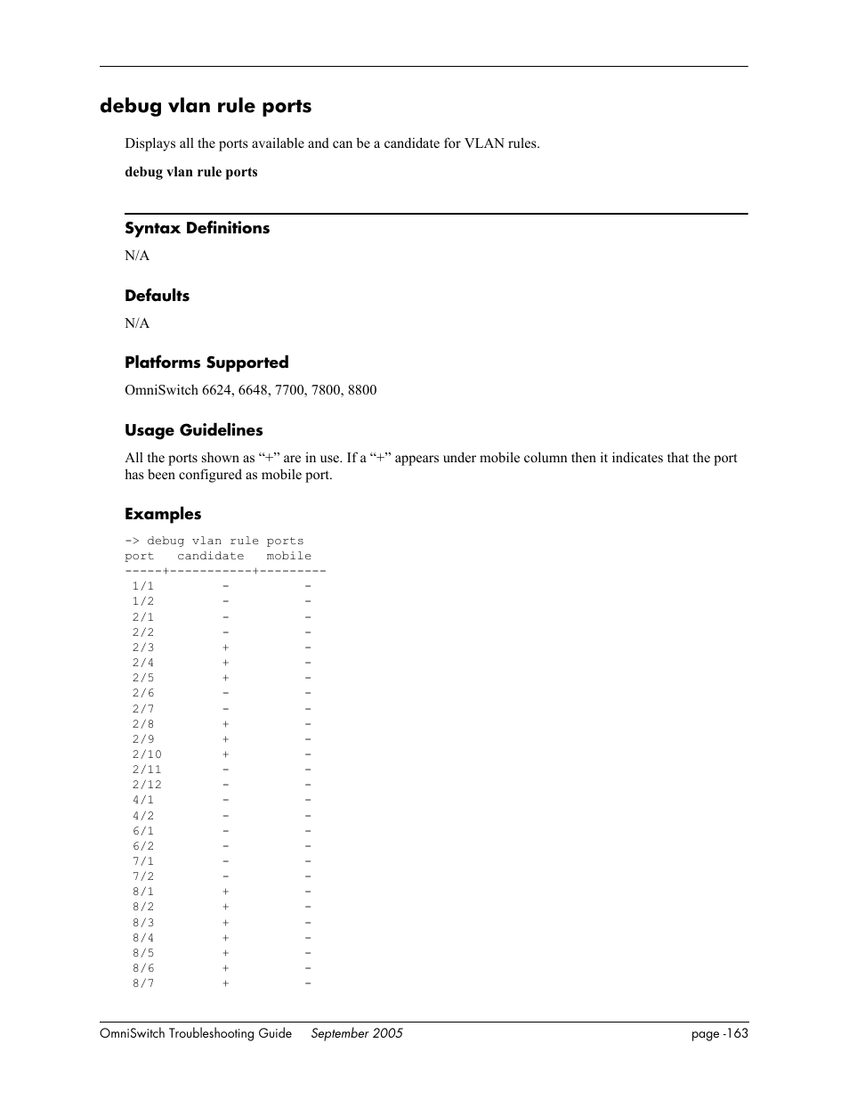 Debug vlan rule ports | Alcatel Carrier Internetworking Solutions 6648 User Manual | Page 549 / 614