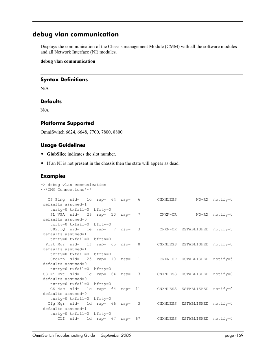 Debug vlan communication | Alcatel Carrier Internetworking Solutions 6648 User Manual | Page 555 / 614