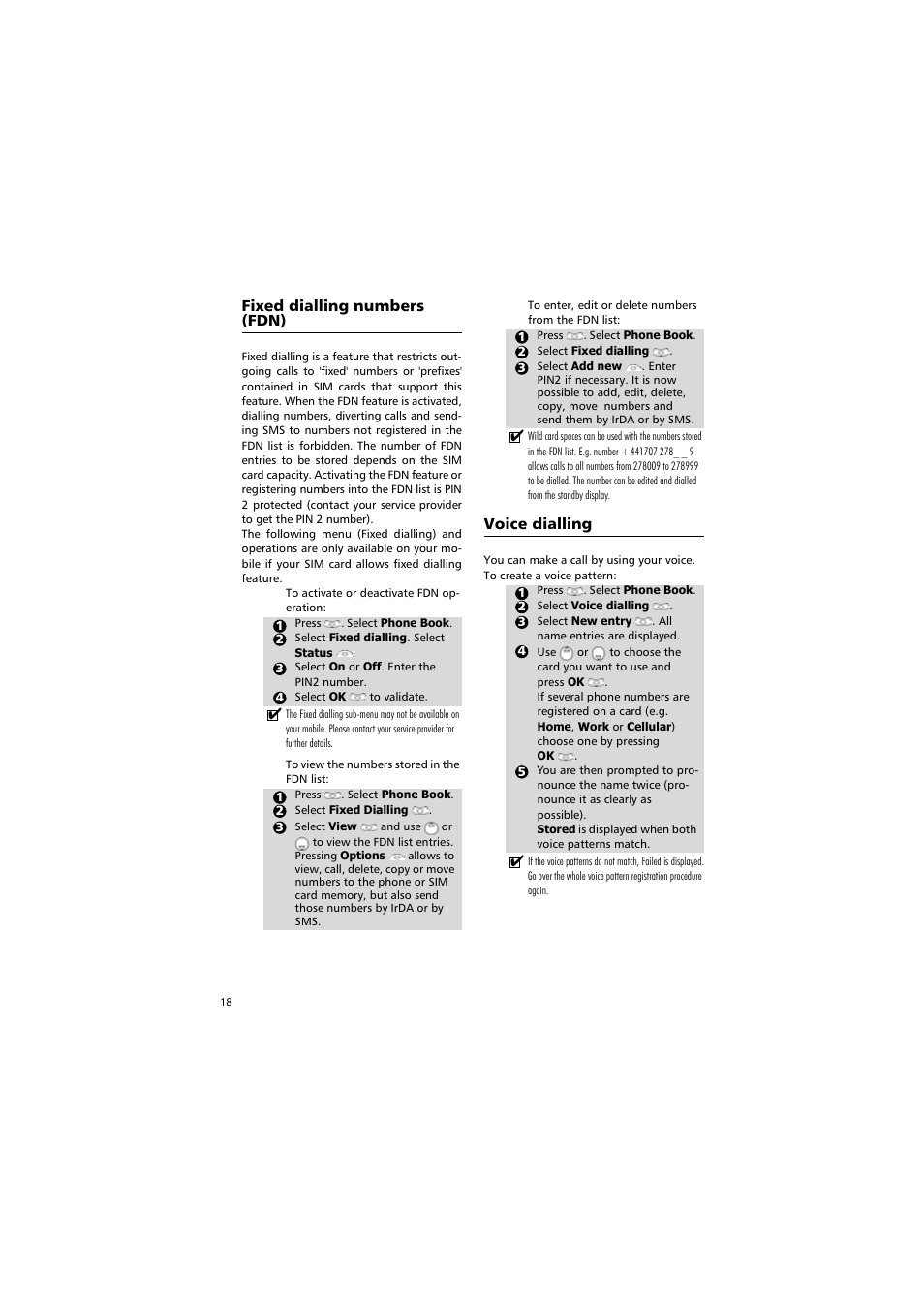 Fixed dialling numbers (fdn), Voice dialling, Fixed dialling numbers (fdn) . 18 voice dialling | Alcatel Carrier Internetworking Solutions One Touch 531 User Manual | Page 18 / 72