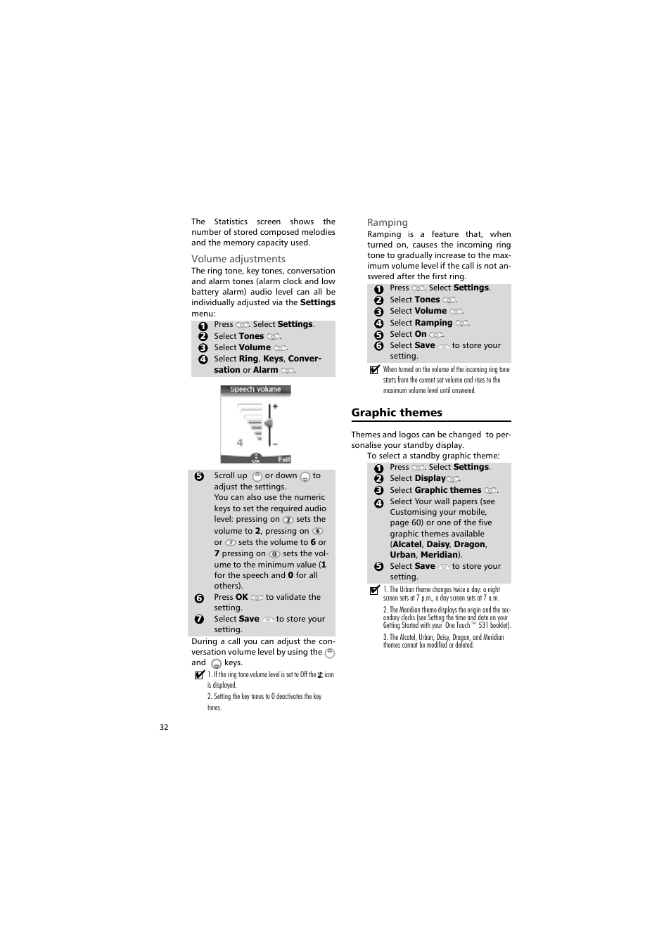 Graphics themes | Alcatel Carrier Internetworking Solutions One Touch 531 User Manual | Page 32 / 72