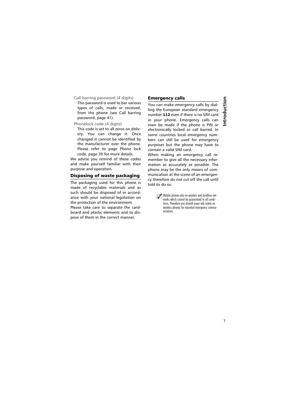 Disposing of waste packaging emergency calls | Alcatel Carrier Internetworking Solutions One Touch 531 User Manual | Page 7 / 72