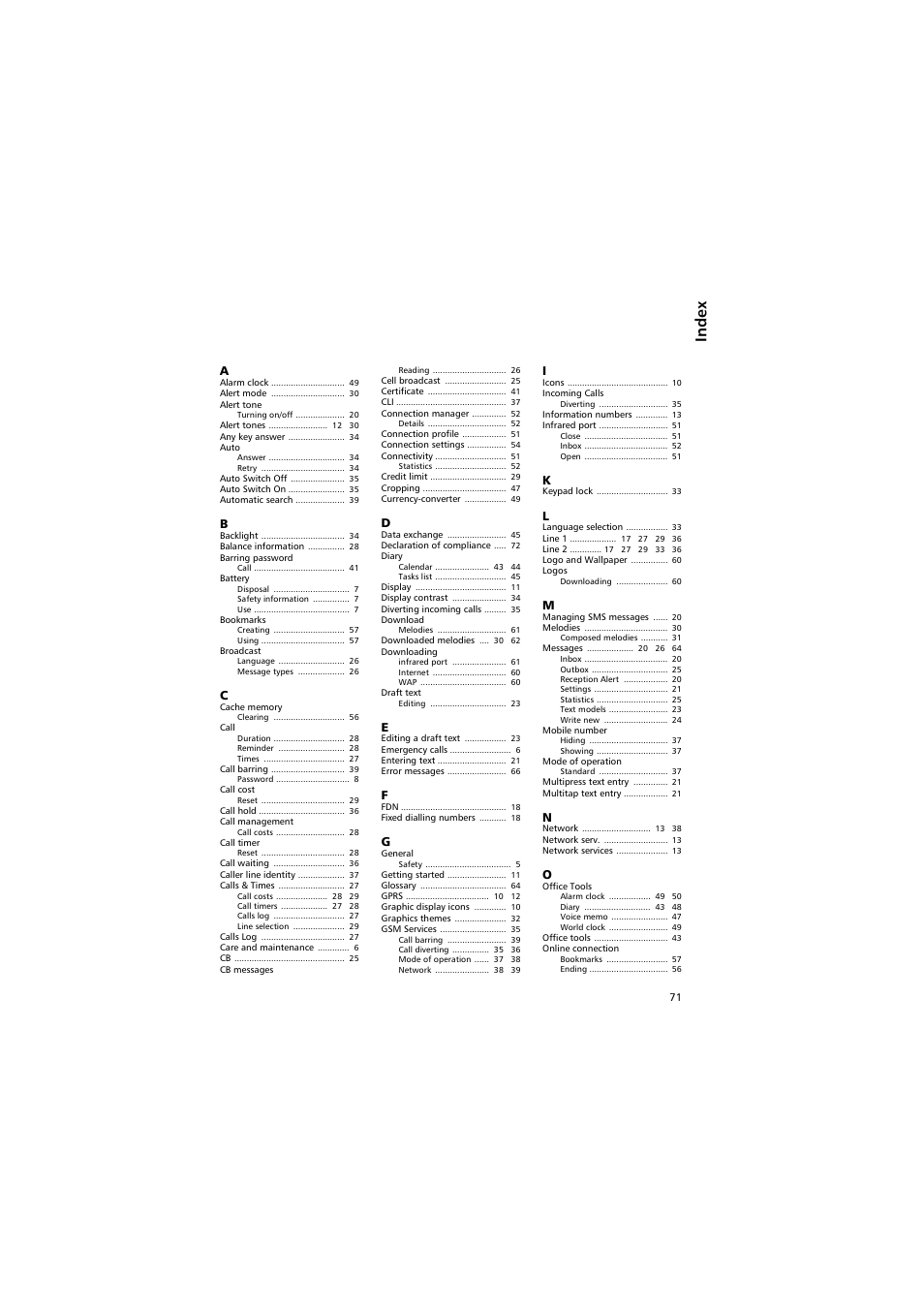 Alcatel Carrier Internetworking Solutions One Touch 531 User Manual | Page 71 / 72