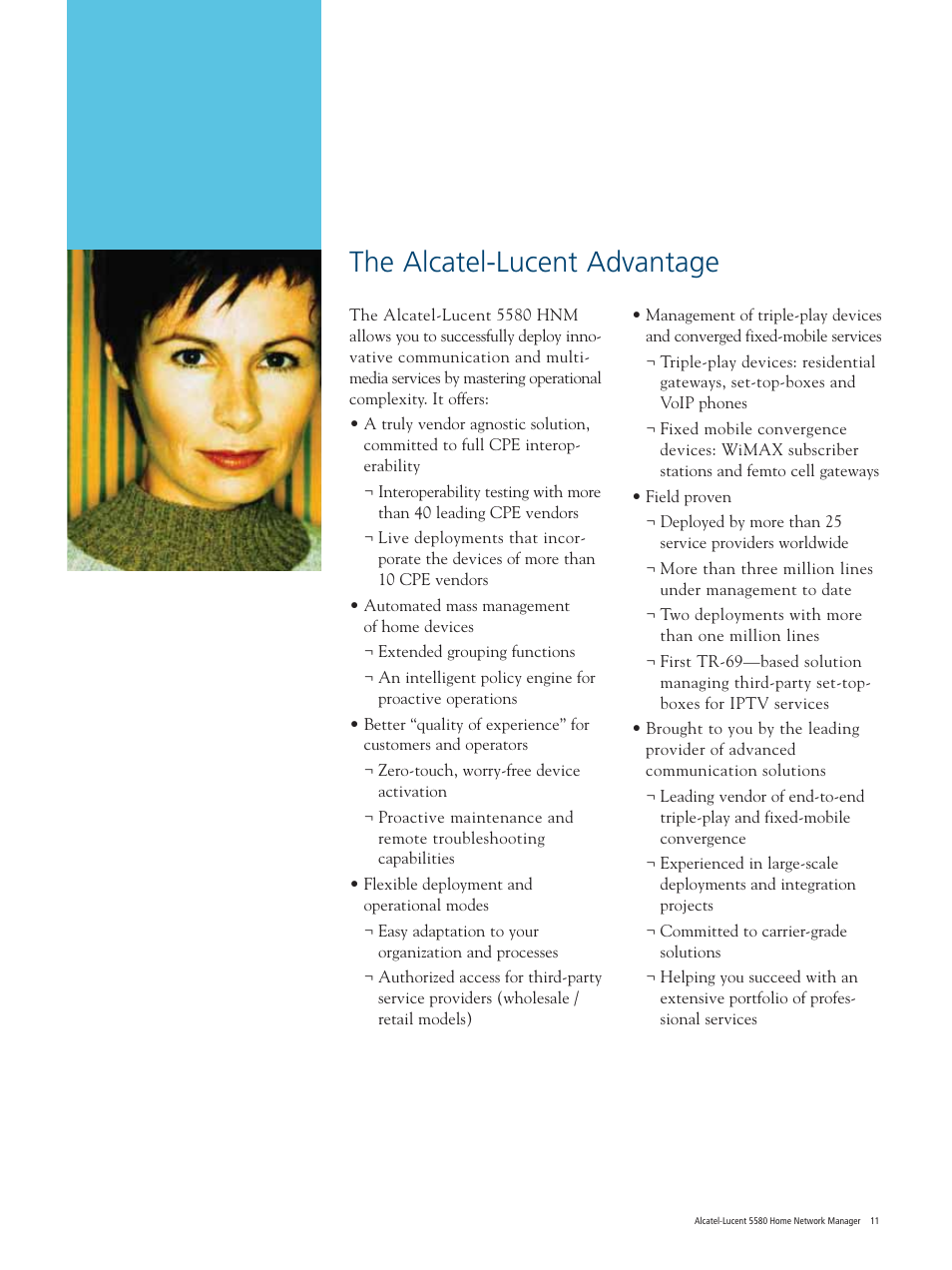 The alcatel-lucent advantage | Alcatel Carrier Internetworking Solutions 5580 User Manual | Page 11 / 12