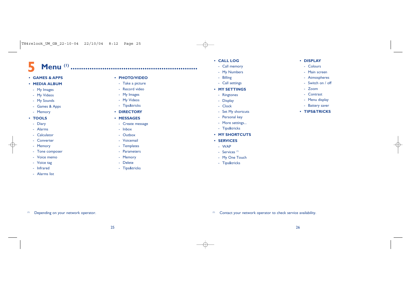 Menu | Alcatel Carrier Internetworking Solutions One Touch 757 User Manual | Page 14 / 49