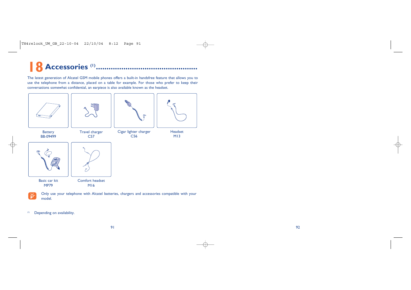 Accessories | Alcatel Carrier Internetworking Solutions One Touch 757 User Manual | Page 47 / 49